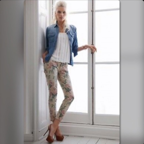 rag & bone Pants - Current Elliot Haystack floral skinny jeans, 27